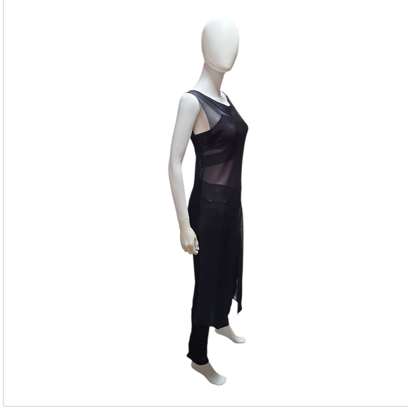PIER ANTONIO GASPARI X FUZZI | Sheer Asymmetrical Viscose Tunic | Black ~ IT 44 - Picture 2 of 9